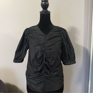 H&M Black Ruched V-Neck Blouse